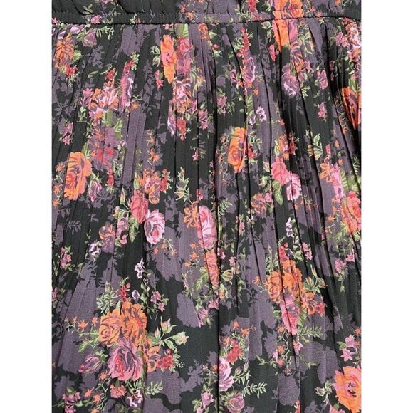 American Rag cie Dress Womens MEDIUM Black Purple Pink Green Long Sleeve Chiffon - Picture 8 of 9